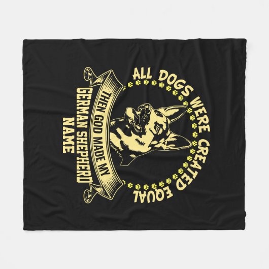 名前を追加し、すべての犬が同じ次に神がGSDを作った フリースブランケット (正面(横))