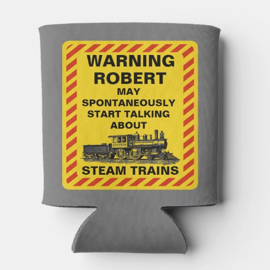 名前を追加すべての文字の警告トーキングトレインを変更 缶クーラー (裏面)
