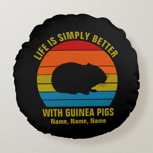 名前を追加すべての文字を変更し、生活より良いモルモット ラウンドクッション (正面)