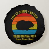 名前を追加すべての文字を変更し、生活より良いモルモット ラウンドクッション (裏面)