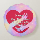 名前を追加すべての文字ハートをハグするまで変更 ラウンドクッション (裏面)