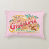 名前を追加するおばあちゃんの愛おばあちゃんピンク アクセントクッション (裏面)
