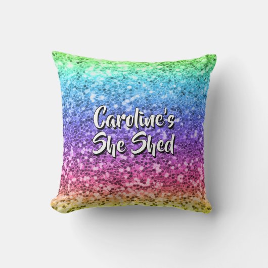 名前を追加すると、輝く虹を捨てた文字が変更されます クッション (正面)