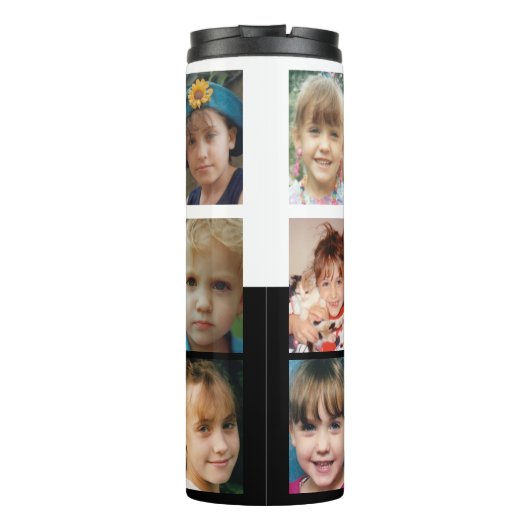 名前を追加するイニシャルの写真のコラージュ白黒 タンブラー (裏面)