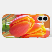 名前を追加するオレンジ色のチューリップ花の写真 Case-Mate iPhoneケース (裏面 (横))