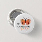 名前を追加するオレンジ色の蝶Ms認識度 缶バッジ (正面&裏面)