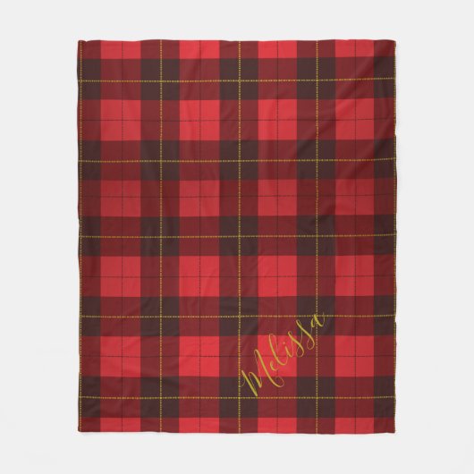 名前を追加するクランのウォレスプレイドタータンチェック フリースブランケット (正面)
