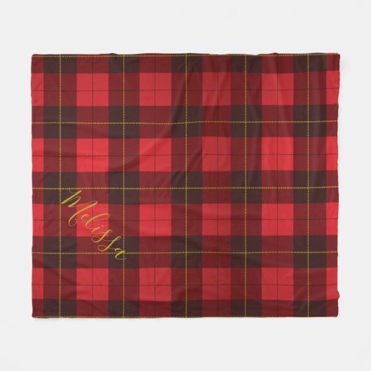 名前を追加するクランのウォレスプレイドタータンチェック フリースブランケット (正面(横))