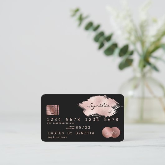 名前を追加するクレジットカードのスタイル付き滴下金ゴールド 名刺 (スタンド正面)