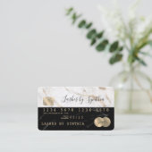 名前を追加するクレジットカードのスタイル付き黒い大理石 名刺 (スタンド正面)