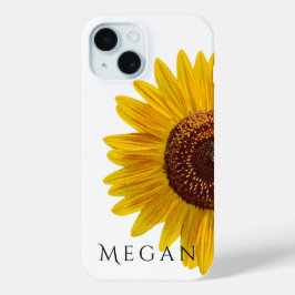 名前を追加するクローズアップハーフヒマワリヴィンテージ iPhone 15ケース