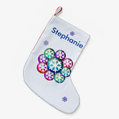 名前を追加するスノーフレークのクリスマスストッキング スモールクリスマスストッキング (正面 (吊り時))
