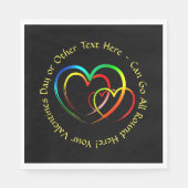 名前を追加するテキストメッセージ - ブラックハート ミディアム スタンダードランチョンナプキン (正面)