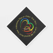 名前を追加するテキストメッセージ - ブラックハート ミディアム スタンダードランチョンナプキン (角)