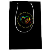 名前を追加するテキストメッセージ - 黒のハーツ ミディアムペーパーバッグ (正面)