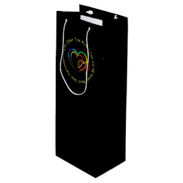 名前を追加するテキストメッセージ - 黒のハーツ ワインギフトバッグ