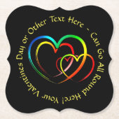 名前を追加するテキストメッセージ - 黒のハート ペーパーコースター (正面)