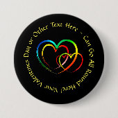 名前を追加するテキストメッセージ - 黒のハート 缶バッジ (正面)