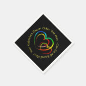 名前を追加するテキストメッセージ - 黒の背景にハート 小 スタンダードカクテルナプキン (角)