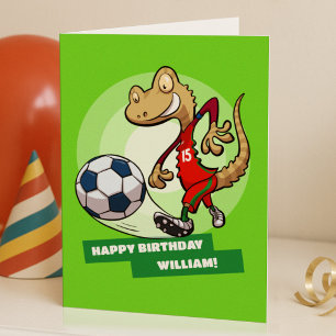 名前を追加するハッピーバースデーおもしろいサッカーGecko カード