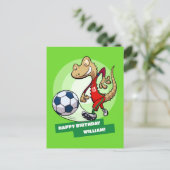 名前を追加するハッピーバースデーおもしろいサッカーGecko シーズンポストカード (スタンド正面)