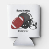 名前を追加するハッピーバースデーFootball 缶クーラー (裏面)