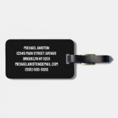 名前を追加するバスケットボールのパーソナライズされたヴィンテージ ラゲッジタグ (裏面横)