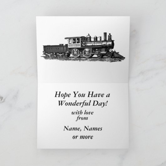 名前を追加するパーソナライズ文字トレインステップ父の日 カード (内部)