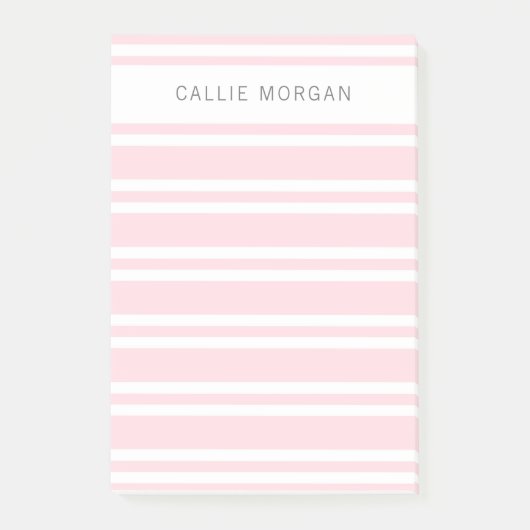 名前を追加するピンクノストライプのート ポストイット (正面)
