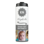 名前を追加するフォトコラージュ白いグレー タンブラー (正面)