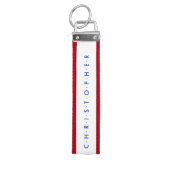 名前を追加するミニマルな赤と青 リストバンドキーホルダー (鍵トップ)