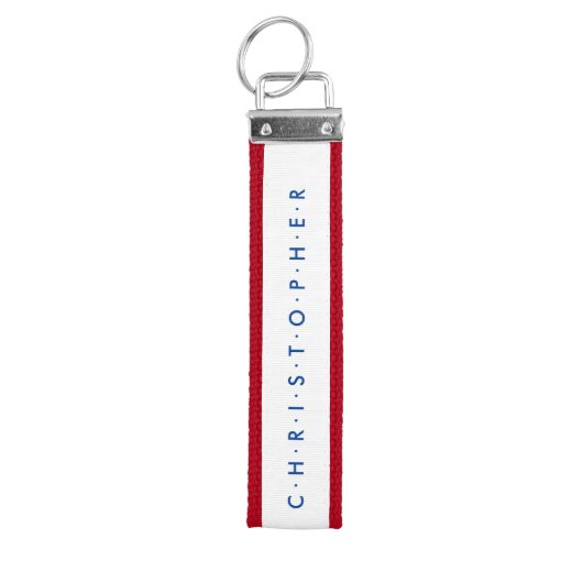 名前を追加するミニマルな赤と青 リストバンドキーホルダー (鍵トップ)