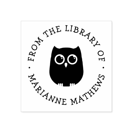 名前を追加する図書館の可愛いフクロウ ラバースタンプ (インプリント)