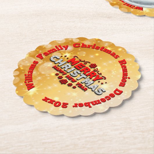 名前を追加する年に一致するメリークリスマス紙コースト ペーパーコースター (アングル)