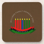 名前を追加する年クワンザキャンドル懸命プラスチック コースター (正面)