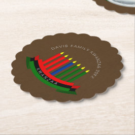 名前を追加する年クワンザキャンドル ペーパーコースター