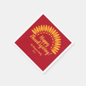 名前を追加する年ハッピー感謝祭Yellows Red スタンダードカクテルナプキン (角)