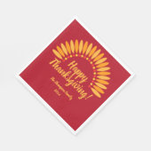 名前を追加する年ハッピー感謝祭Yellows Red スタンダードランチョンナプキン (角)