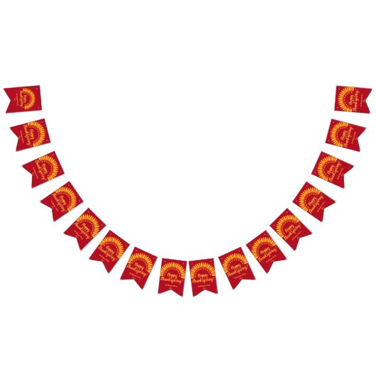 名前を追加する年ハッピー感謝祭Yellows Red バンティングフラッグ (全)