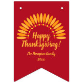 名前を追加する年ハッピー感謝祭Yellows Red バンティングフラッグ (第1の旗)