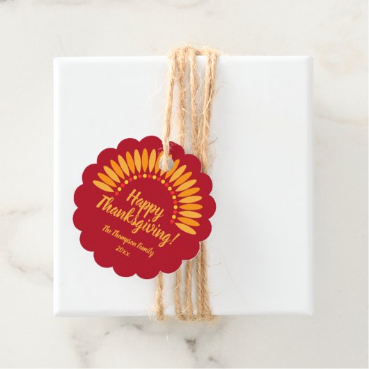 名前を追加する年ハッピー感謝祭Yellows Red フェイバータグ (インサイチュ)
