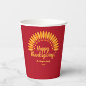 名前を追加する年ハッピー感謝祭Yellows Red 紙コップ (裏面)