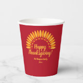名前を追加する年ハッピー感謝祭Yellows Red 紙コップ (正面)