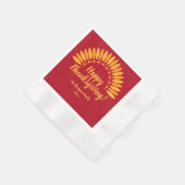 名前を追加する年ハッピー感謝祭Yellows Red 縁ありカクテルナプキン (角)