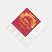 名前を追加する年ハッピー感謝祭Yellows Red 縁ありランチョンナプキン (角)