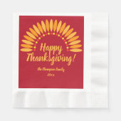 名前を追加する年ハッピー感謝祭Yellows Red 縁ありランチョンナプキン (正面)