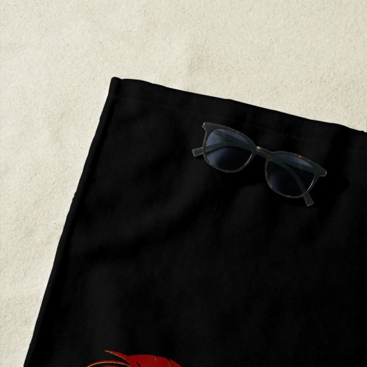 名前を追加する年，海賊スカル顔ブルーハット上の黒 ビーチタオル (インサイチュ)