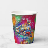 名前を追加する年、蒸気列車花火の新年 紙コップ (裏面)