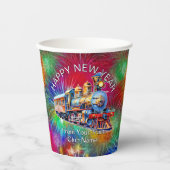 名前を追加する年、蒸気列車花火の新年 紙コップ (正面)