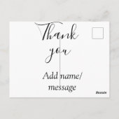 名前を追加する感謝のメッセージ シンプル おしゃれなカリグラフィー ポストカード (裏面)